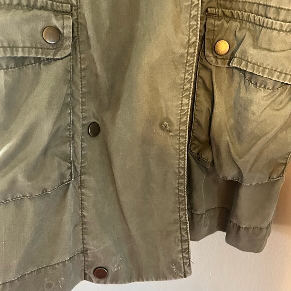 Francesca’s Blue Rain Olive Green Twill Utility Jacket Snap Buttons, Small S / M - Picture 4 of 14